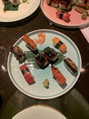 Rainbow nigiri  at 123V Browns in London