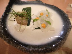 Light Rice Cracker and Crispy Nem (tasting menu) at 123V Browns in London
