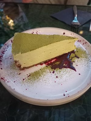 Matcha cake at 123V Browns in London