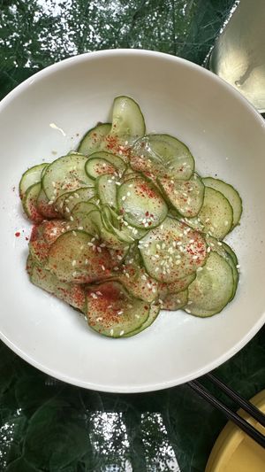 Cucumber saladd  at 123V Browns in London