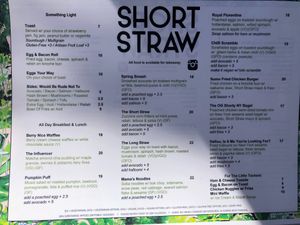 Menu as of April 2021 at Short Straw in Hawthorn