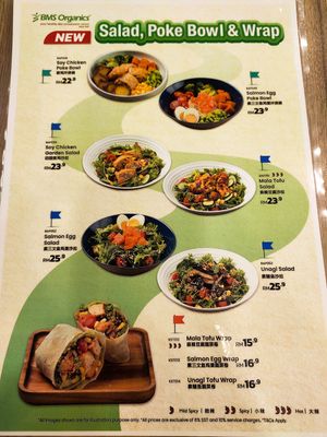 Salad menu at BMS Organics - One Utama in Petaling Jaya