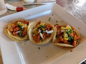 Street tacos pastor. at Chilaquiles Factory in Cedar Park