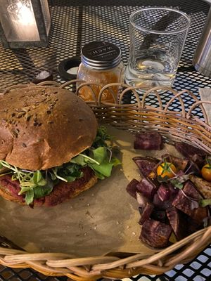 The Rosa Vegan Burger at La Yaqueria in Valladolid