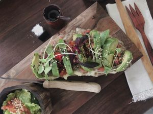 Tostada de lentejas  at La Yaqueria in Valladolid