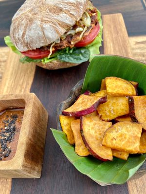 Our signature
Jack fruit burger. at La Yaqueria in Valladolid