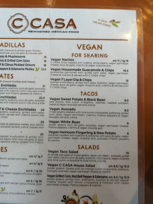 Vegan menu at C Casa in Napa