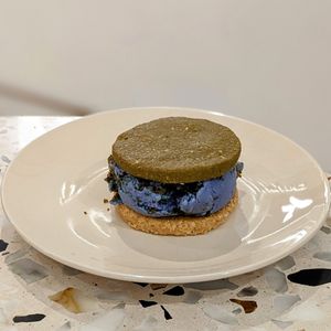 Vegan Ice Cream Cookie Sandwich with Blue Planet Ice Cream at Kind Kones - Paragon Orchard in Central Singapore