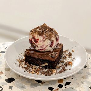 Vegan Brownie Sundae with Black Forest Ice Cream at Kind Kones - Paragon Orchard in Central Singapore