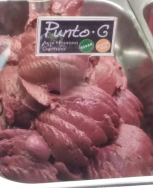 Funny ice cream flavor name (and vegan) at Gelaaati di Marco in Barcelona