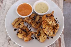 Tempura mushrooms at La Route Des Vins La Paz in Puebla