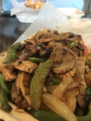 Chicken cheese sandwich and fries  at The Social Vegan in Lexington