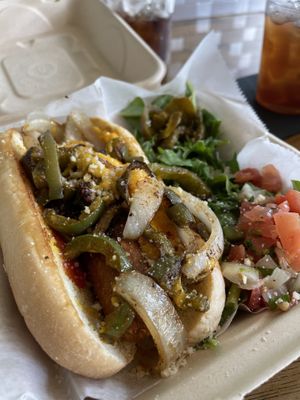 Italian sausage, peppers and onions.  at The Social Vegan in Lexington