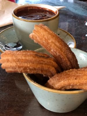 Churros with dark chocolate  at Rumsey's Chocolaterie in Wendover