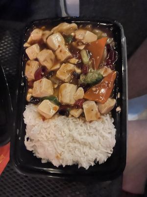 Tofu and rice  at Chloe's Kitchen in Santa Cruz