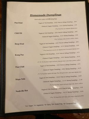 Dumpling Menu at Chloe's Kitchen in Santa Cruz