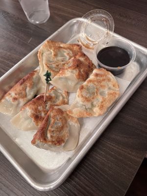 Pan fried dumplings  at Chloe's Kitchen in Santa Cruz