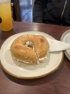 Plain bagels with Cream cheese   at Apothica Cafe in Cumberland