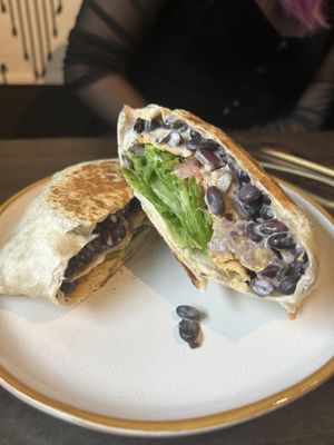 Black bean crunch wrap at Apothica Cafe in Cumberland