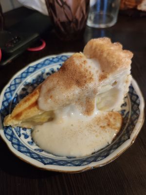 Vegan Apple Cake with cream at La Bohême in Cordoba