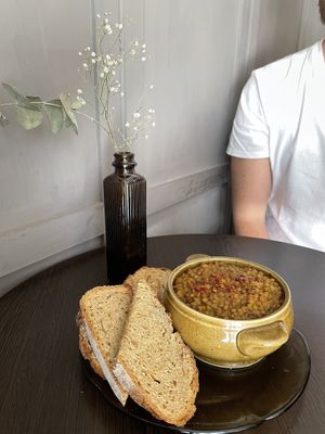 Dhal of the day with homemade bread  at La Bohême in Cordoba