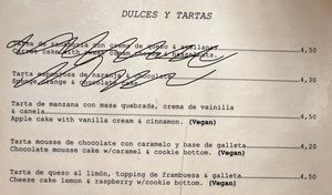 Dessert menu  at La Bohême in Cordoba