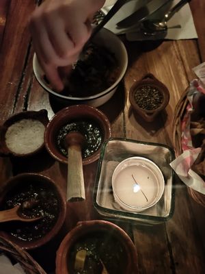 Sauces and dip at La Cueva del Chango in Playa Del Carmen