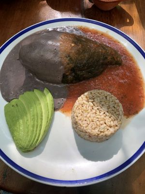 Stuffed poblano pepper  at La Cueva del Chango in Playa Del Carmen