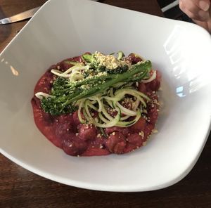 Red velvet gnocchi  at Pastan Barbican in London