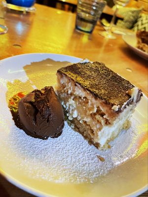 Tiramisu and dark chocolate sorbet at Pastan Barbican in London