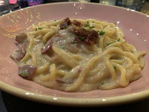 Pasta carbonara  at Pastan Barbican in London