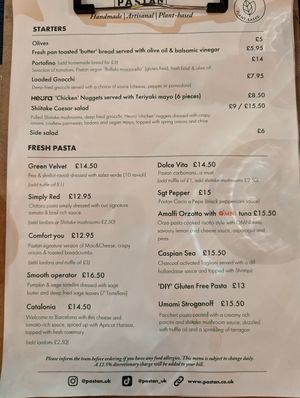 Menu - March 2023 at Pastan Barbican in London