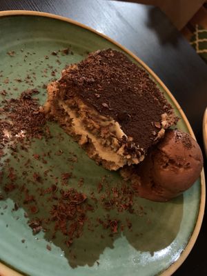 Tiramisu with chocolate ice cream   at Pastan Barbican in London