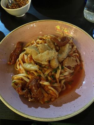 nduja chicken pasta  at Pastan Barbican in London