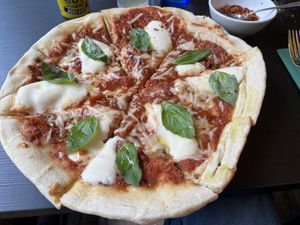 Burrata pizza  at Pastan Barbican in London