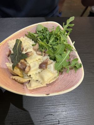 Mushroom ravioli   at Pastan Barbican in London