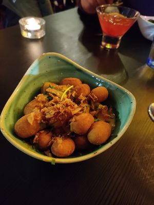 Fried Gnocchi with Cheese Sauce at Pastan Barbican in London