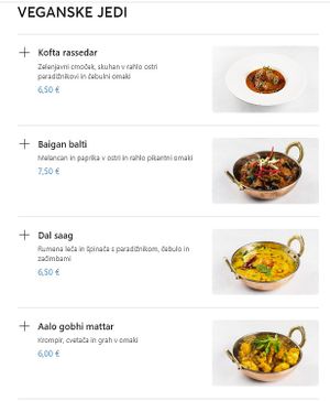 vegan options on wolt at Zaika in Ljubljana