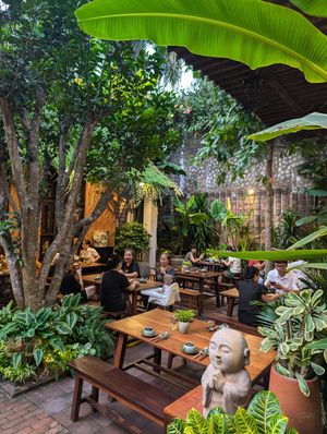 Outside patio area at Sangha Vegetarian Restaurant in Da Nang