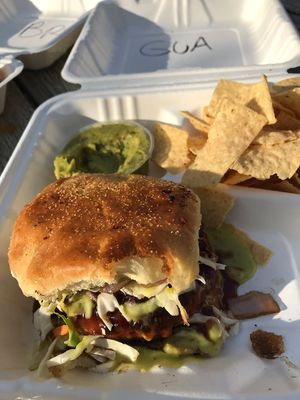 Guacamole Burger (slightly spicy) at Black Leaf Vegan Food Truck in Indianapolis