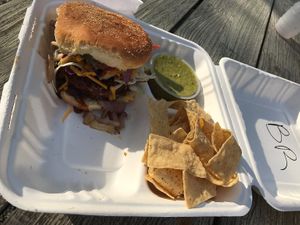 Bacon, Cheddar, and Ranch Burger at Black Leaf Vegan Food Truck in Indianapolis