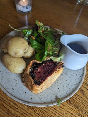 Beetroot wellington at Fleur De Lys in Henley-in-arden