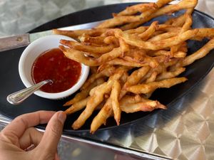 Coconut battered sweet potatoes! Heaven! at Arawan Thai Cuisine in Sausalito