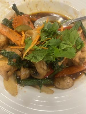 Tofu and vegetable Pad Krov  at Arawan Thai Cuisine in Sausalito