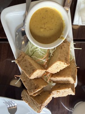 Fried tofu with dip saucee  at Arawan Thai Cuisine in Sausalito