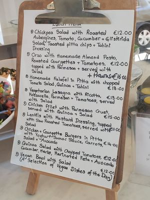 Menu at Zest in Nicosia