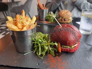  Plant-Based Burger with Naughty French Fries.   at Fitology Kitchen in Chislehurst