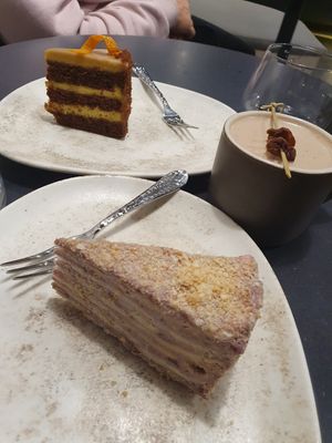 Napoleon tart and cafe/orange tart. Amazing!!!!! at Novabistro in Minsk