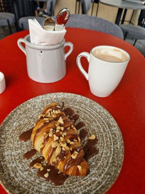 Morning menu: chocolate croissant at Novabistro in Minsk