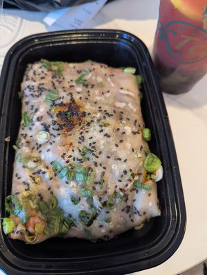 Vegan jian bing! Has vegan bacon, vegan cheese, and crunchy wontons and tasty sauce inside! at K Tea Cafe in Sunnyvale